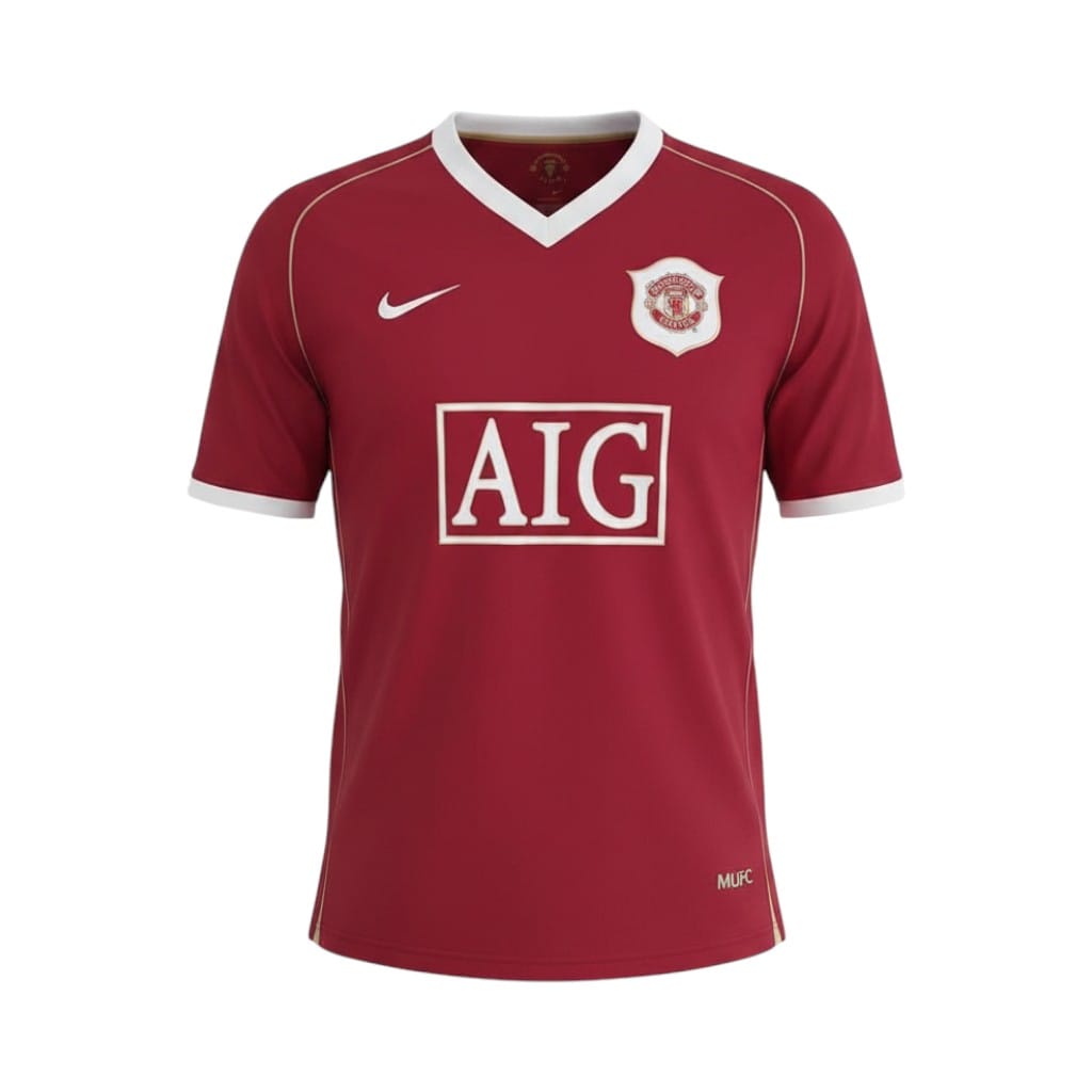 camiseta-retro-manchester-united-2006-07-primera-equipacion-01 Camiseta retro Manchester United 2006/07 Primera Equipación — vista frontal en maniquí