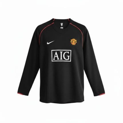 camiseta retro manchester united 2007-2008 segunda equipacion manga larga