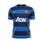 Camiseta retro Manchester United 2011/12 segunda equipación azul — vista frontal en maniquí