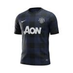 Camiseta retro Manchester United 2013/14 segunda equipación a cuadros — vista frontal en maniquí
