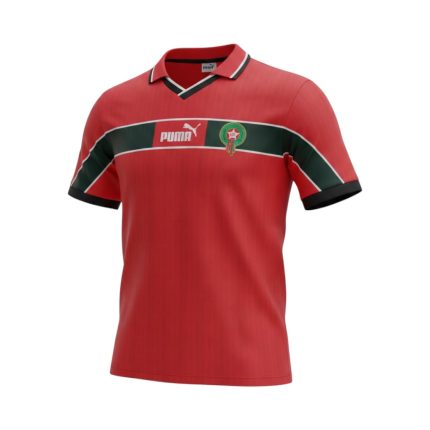Camiseta retro de fútbol de Marruecos de la temporada 1998, primera equipación. — vista frontal en maniquí