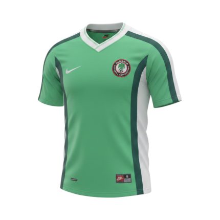 Camiseta retro de fútbol de Nigeria de la temporada 1998, primera equipación. — vista frontal en maniquí