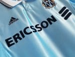 Camiseta retro Olympique de Marsella 1998/99 segunda equipación celeste Adidas Ericsson — foto 9