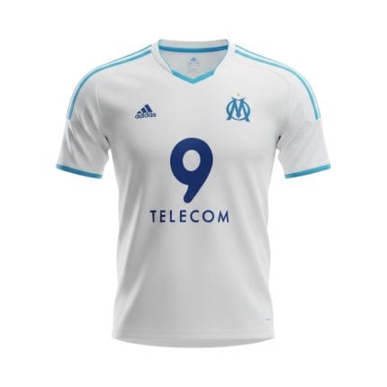 Camiseta retro Olympique de Marsella 2002/03 primera equipación — vista frontal en maniquí
