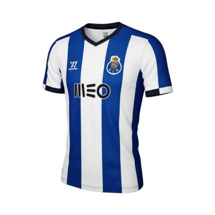 Camiseta retro Oporto 2013/14 primera equipación, rayas azules y blancas. — vista frontal en maniquí