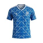 Camiseta retro Países Bajos 1988 segunda equipación azul — vista frontal en maniquí