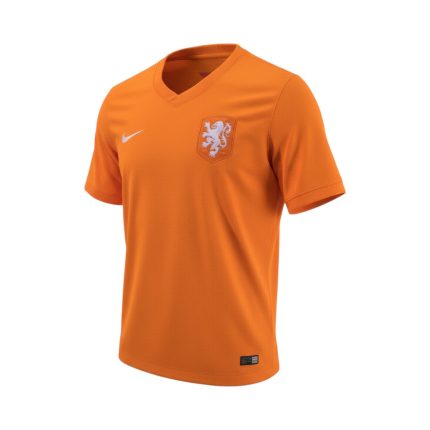 Camiseta retro Países Bajos 2014 primera equipación — vista frontal en maniquí