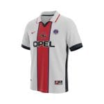 Camiseta retro PSG 1998/99 segunda equipación blanca — vista frontal en maniquí