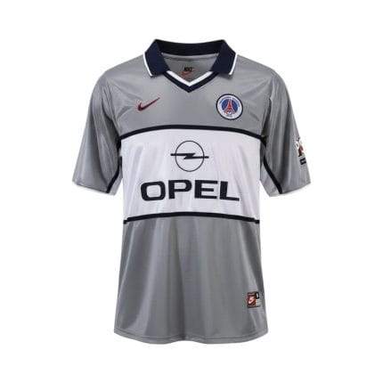 Camiseta retro PSG 2000/01 segunda equipación — vista frontal en maniquí