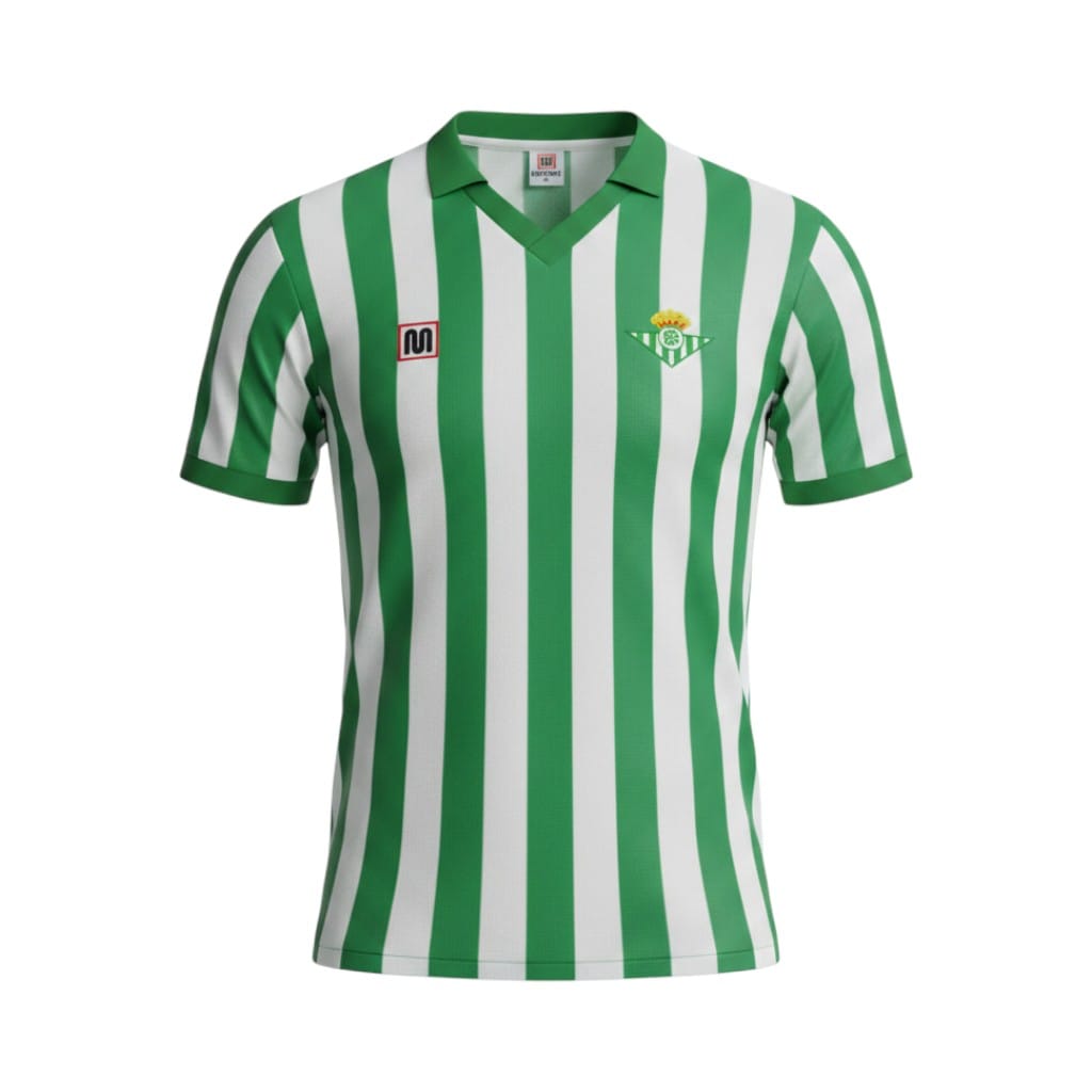 Camiseta retro Real Betis 1982-85 Primera Equipación vista frontal en maniquí Camiseta retro Real Betis 1982-85 Primera Equipación — vista frontal en maniquí