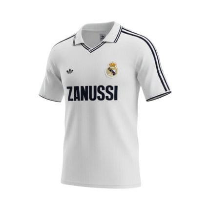 Camiseta retro Real Madrid 1984/85 primera equipación — vista frontal en maniquí