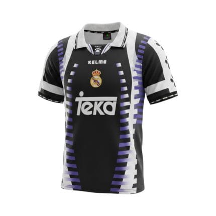 Camiseta retro Real Madrid 1997/98 tercera equipación — vista frontal en maniquí