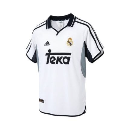 Camiseta retro Real Madrid 2000/01 primera equipación — vista frontal en maniquí