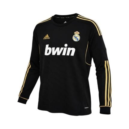 Camiseta retro Real Madrid 2011/12 segunda equipación manga larga — vista frontal en maniquí