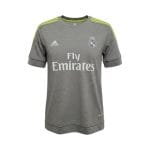 Camiseta retro Real Madrid 2015/16 segunda equipación gris — vista frontal en maniquí