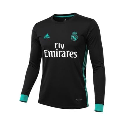 Camiseta retro Real Madrid 2017/18 segunda equipación manga larga — vista frontal en maniquí