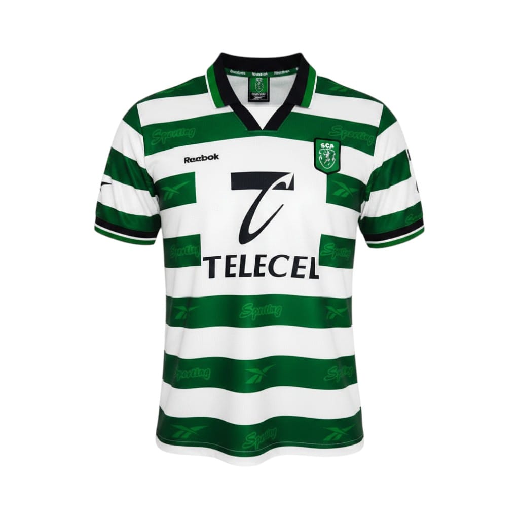 camiseta-retro-sporting-de-portugal-1999-00-primera-equipacion-01 Camiseta retro Sporting de Portugal 1999/00 Primera Equipación — vista frontal en maniquí