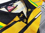 Camiseta retro de fútbol de Sudáfrica, primera equipación de la temporada 1994, marca Kappa, diseño amarillo, negro y blanco. — foto 7