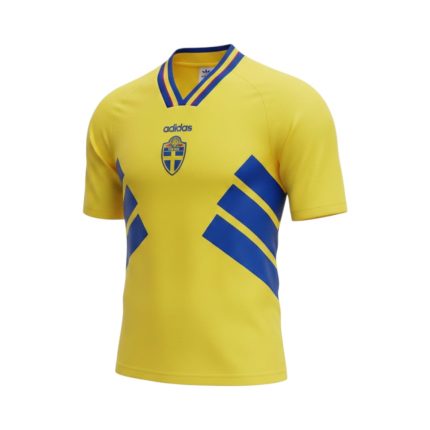 Camiseta retro de la selección de Suecia de la temporada 1994, primera equipación. — vista frontal en maniquí