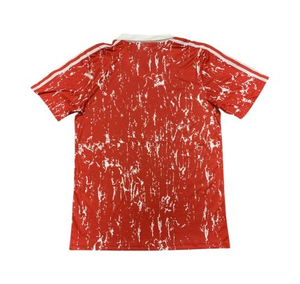 Camiseta retro URSS 1990 primera equipación roja con diseño de pinceladas blancas y logo Adidas. — foto 2