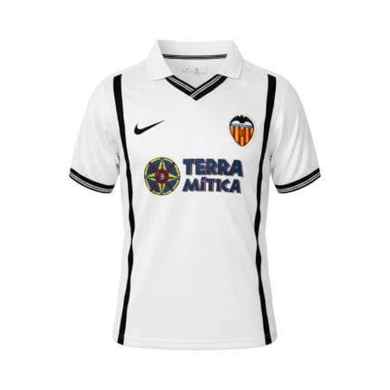 Camiseta retro Valencia CF 2000/01 primera equipación. — vista frontal en maniquí