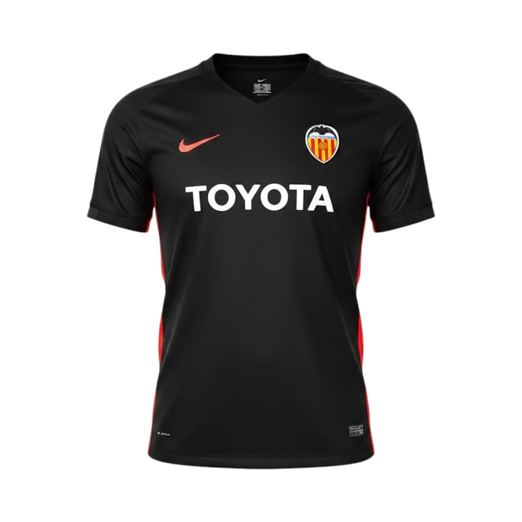 camiseta-retro-valencia-cf-2006-07-segunda-equipacion-01 Camiseta retro Valencia CF 2006/07 segunda equipación negra — vista frontal en maniquí