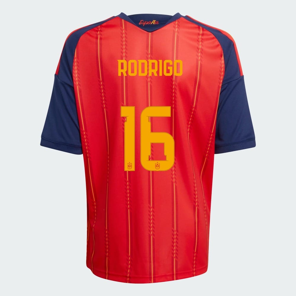 CAMISETA RODRI ESPAÑA 26 Camiseta de la primera equipación de España para adulto con el dorsal 26 de Rodri en la espalda.