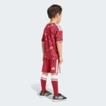 Equipación de fútbol para niños del Liverpool FC, primera equipación para la temporada 2026-2027. Camiseta y pantalón rojos.
