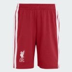 Equipación de fútbol para niños del Liverpool FC, primera equipación para la temporada 2026-2027. Camiseta y pantalón rojos.