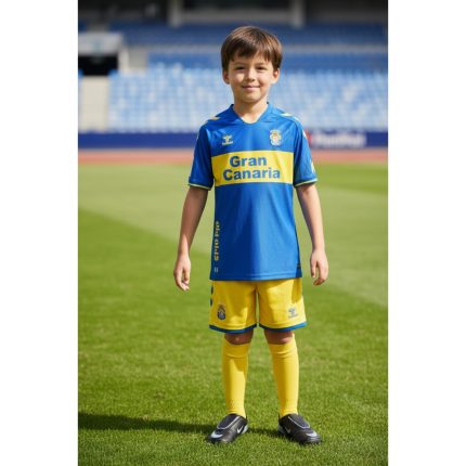 Segunda equipación infantil de la UD Las Palmas para la temporada 2026/2027. Camiseta de fútbol para niños.