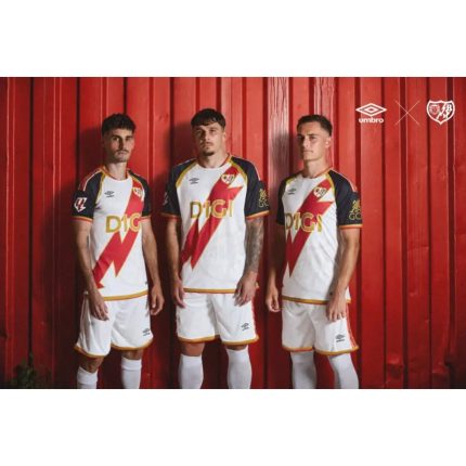 Camiseta oficial de la primera equipación del Rayo Vallecano para la temporada 2026/27. Modelo de adulto con la franja roja.