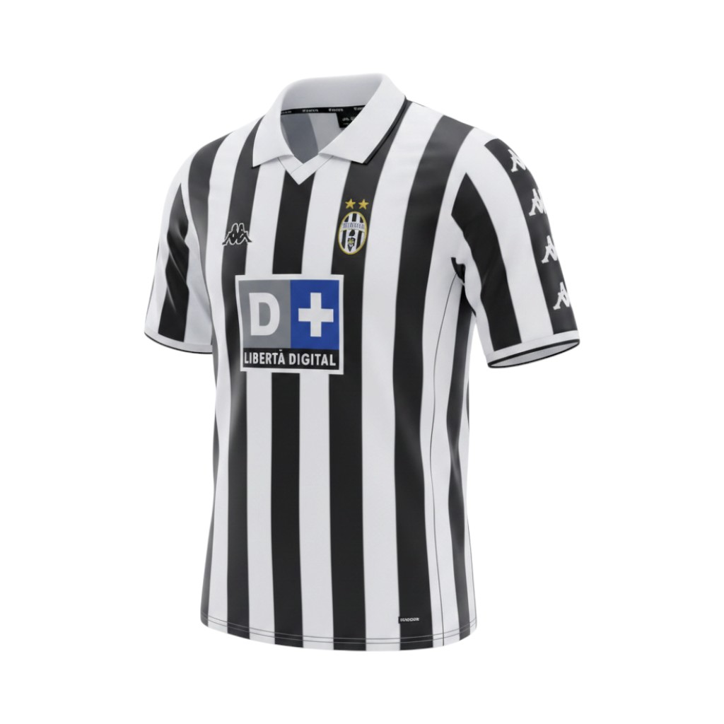 Camiseta retro Juventus 1999/00 Primera Equipación vista frontal en maniquí Camiseta retro Juventus 1999/00 Primera Equipación — vista frontal en maniquí