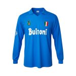 Camiseta retro Nápoles 1987/88 primera equipación manga larga — vista frontal en maniquí