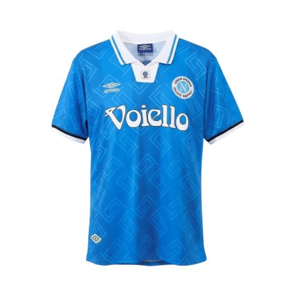 Camiseta retro del Nápoles de la temporada 1993/94, primera equipación azul. — vista frontal en maniquí