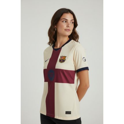 Camiseta de fútbol del FC Barcelona para mujer, cuarta equipación con la Cruz de Sant Jordi, temporada 2026/27. Talla de mujer.
