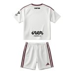 Primera equipación de fútbol del Albacete para niños, temporada 26/27. Conjunto oficial de camiseta y pantalón para jóvenes fans.
