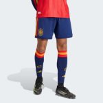 Pantalón corto azul de la segunda equipación de España 2026 para adulto. Vista frontal con el escudo de la selección y logo.